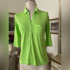 Hollister Lime Green Button-Down Shirt Size S C:4456